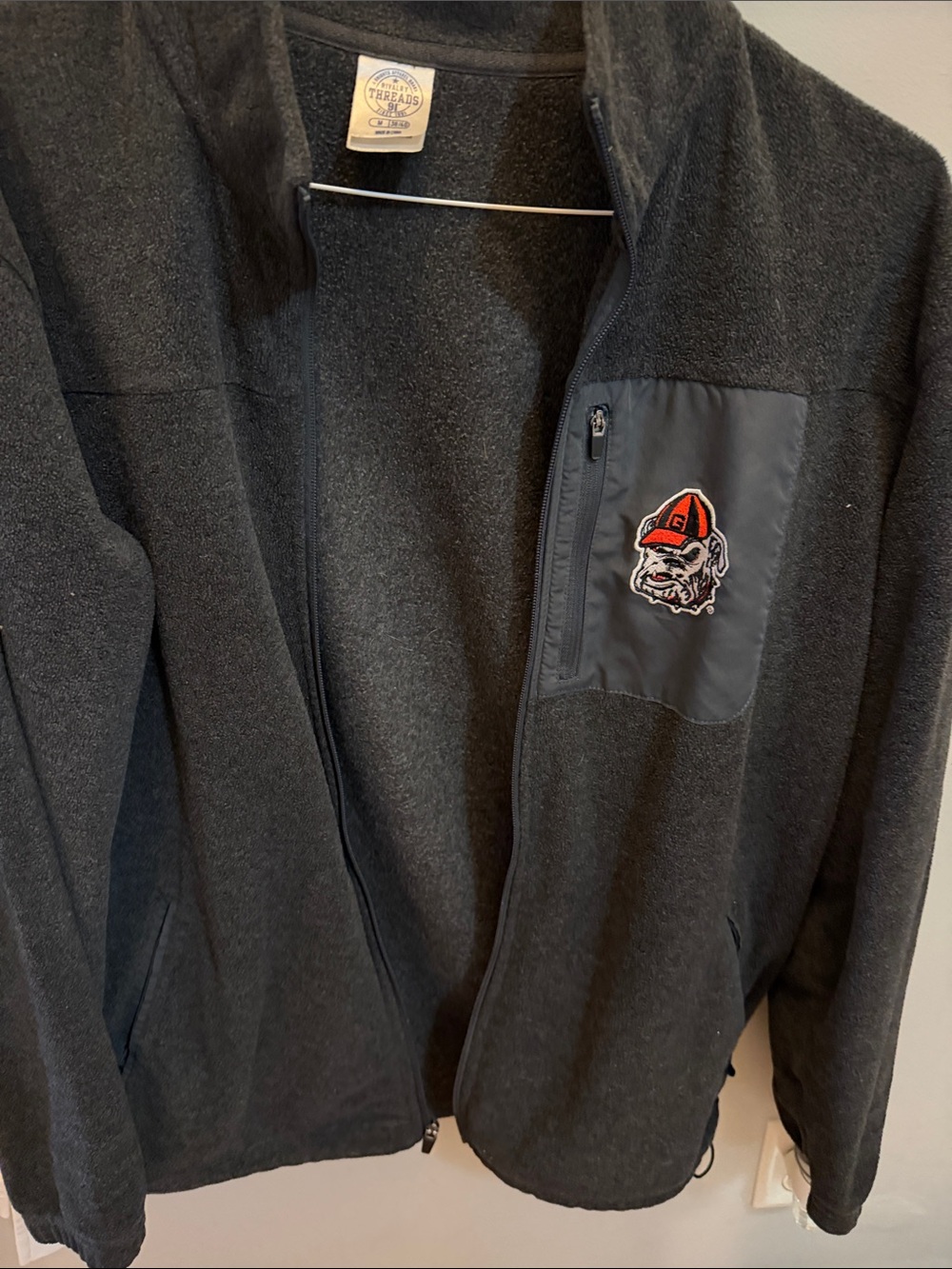 Rivalry Threads Charcoal Fleece Jacket with Bulldog Patch
